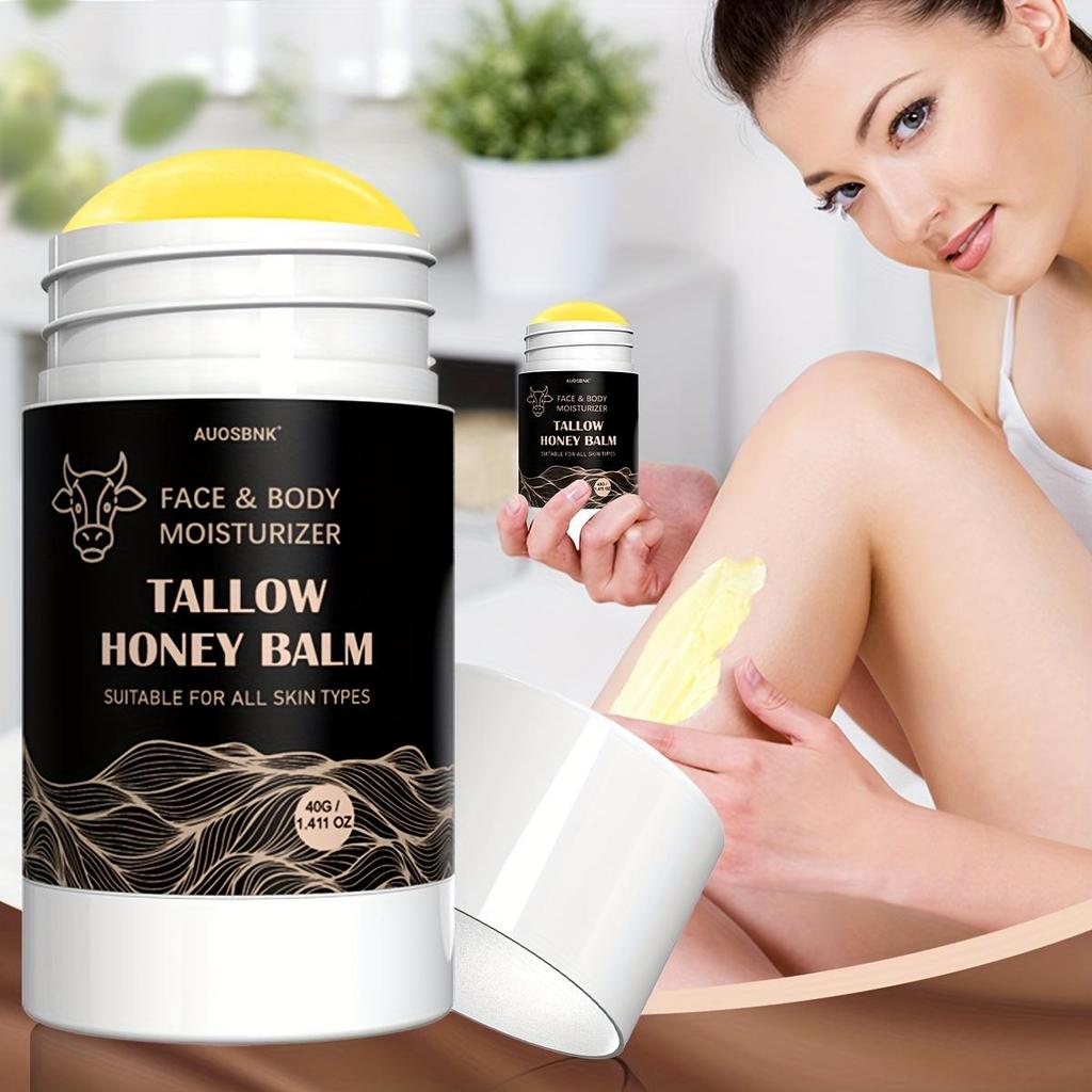 Talg Honig Balsam mit Honig & Olivenöl, Tief feuchtigkeitsspendende Creme für Gesicht, Körper & Hände, Beruhigt trockene, empfindliche Haut, Ganz natürlich - 40g