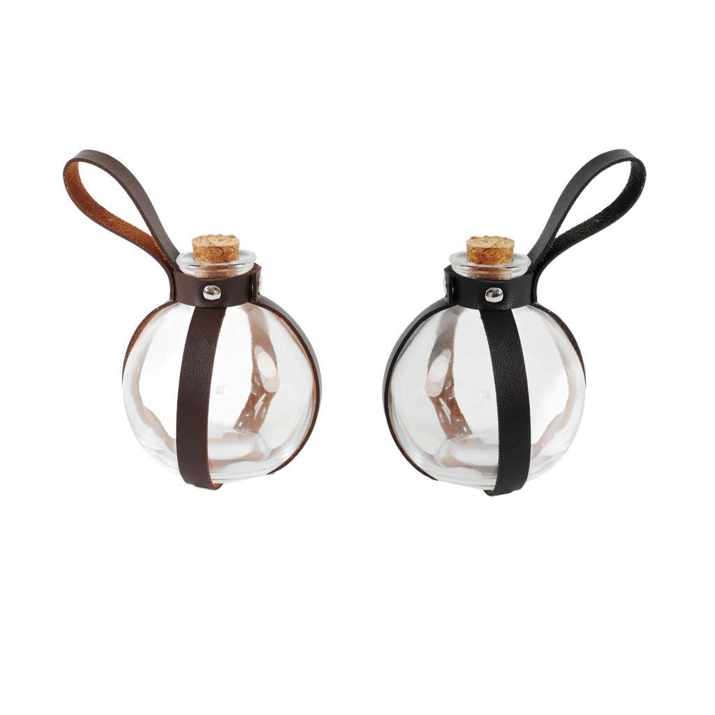 Dark Magic Potion Bottles Witch Potion Glass Holder with Cork and Faux Leather Strap with Holster Loop Role Play Accessories