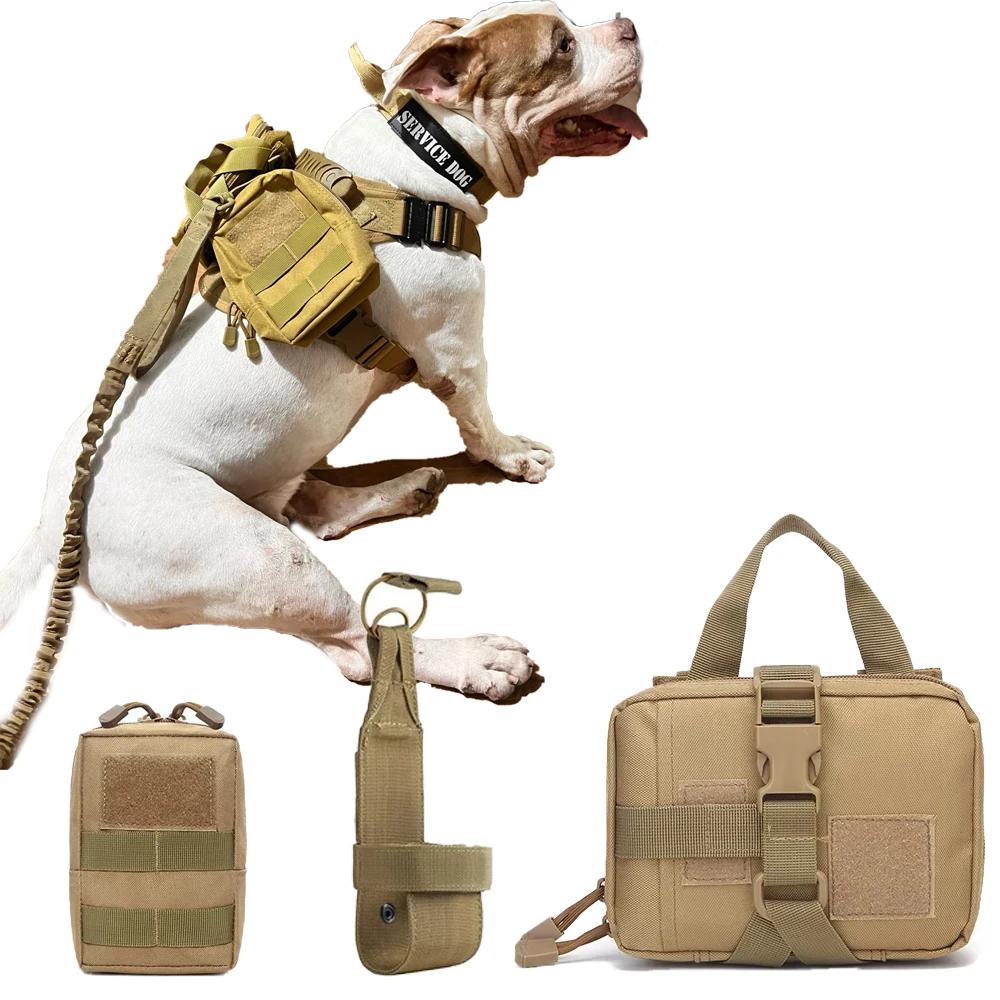 3pcs dog tactical bag set can be fixed on the straps, Multifunctional training bag vest can hang water bottles