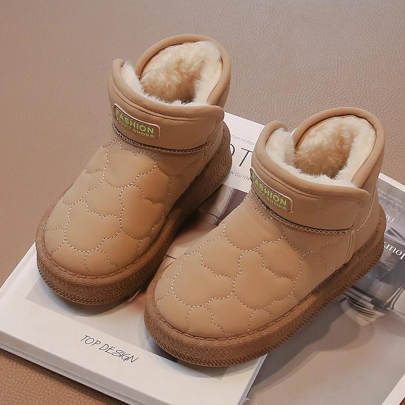 Kids Winter Shoes For Girl Solid Color Toddlers Snowboard Boots Thickened Warm Plush Kids Causal Ankle Snow Boots