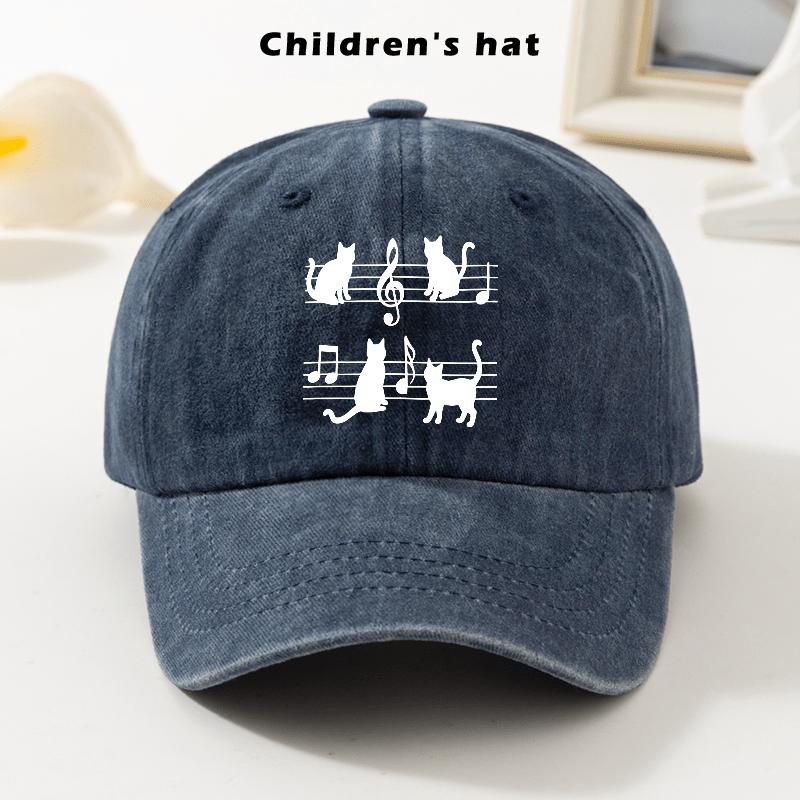 Musical Cat Baseball Cap Washed Cotton Adjustable Youth Snapback Outdoor Sun Hat One Size