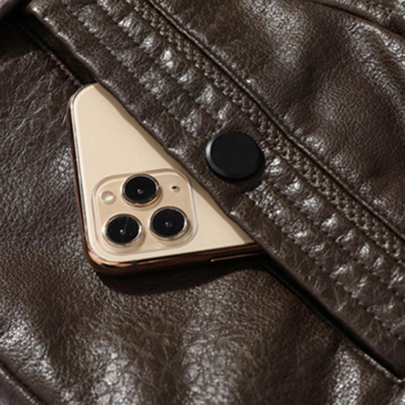 Мужская кожаная куртка из искусственного ПУ — фото 8