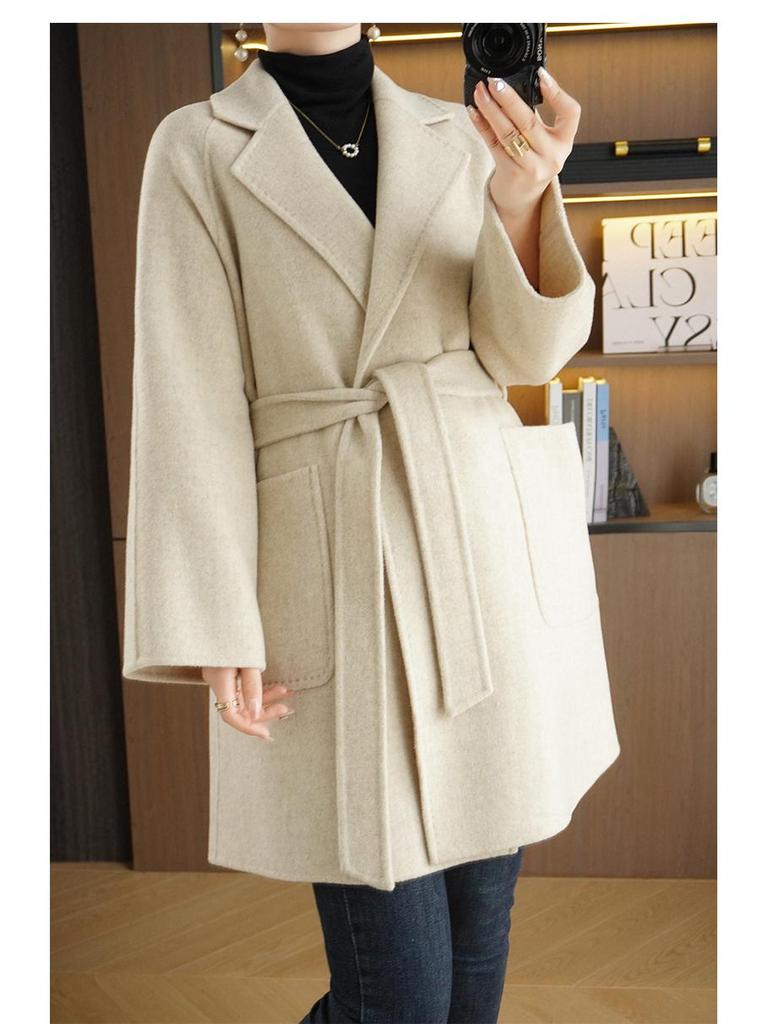 High-End Double-Faced Wool Coat: Women's Loose-Fit Mid-Length 100% Wool Suit for Autumn/Winter Versatile Style