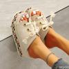 Women Summer Shoes 2026 Summer Lace Up Height Increase Wedge Slippers Women Plus Size Closed Toe Straw Platform Sandals Woman