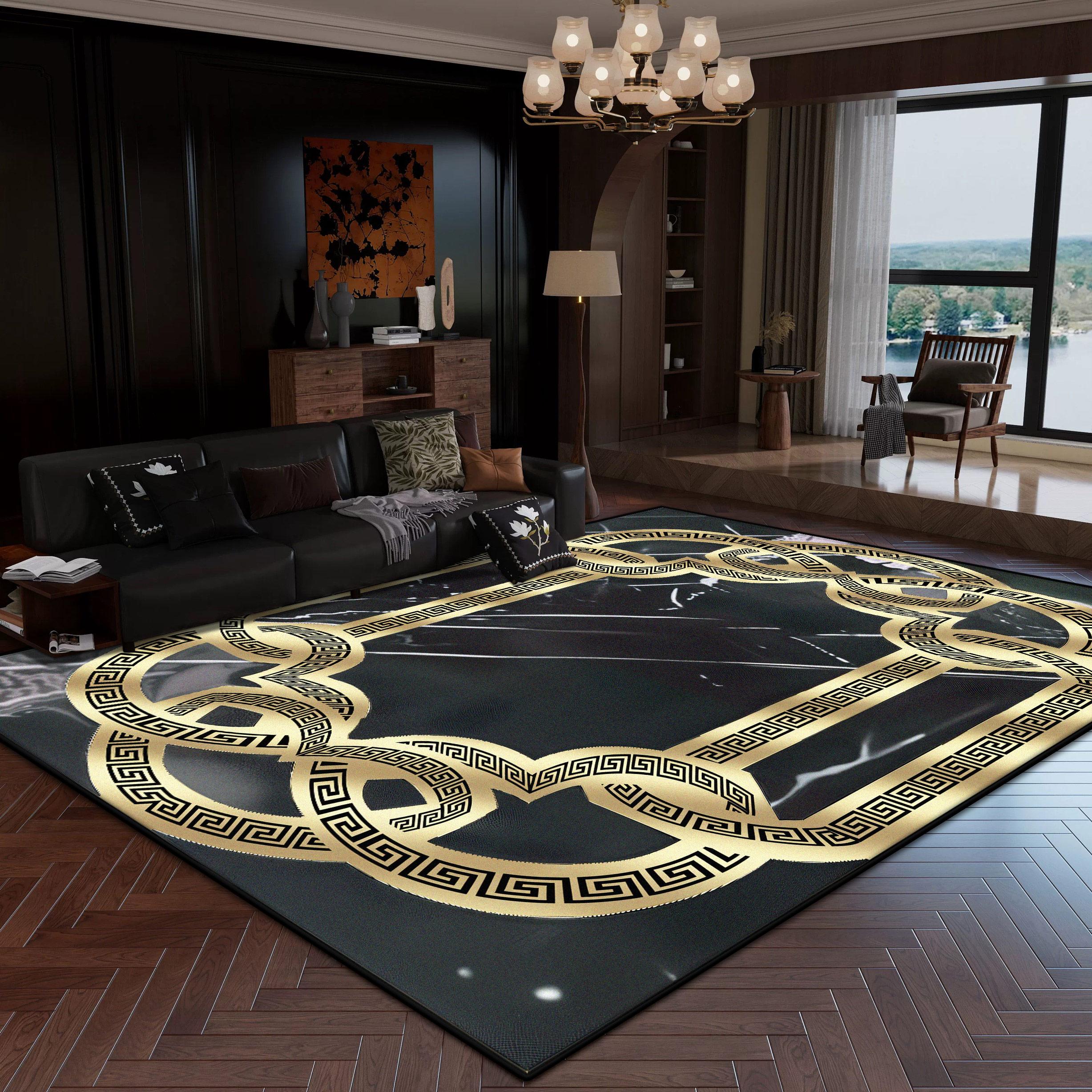 

Marble Golden Striped Carpet Soft Large Rugs for Living Room Bedroom Office Anti-slip Washable Floor Mat Home Decor 60x90cm