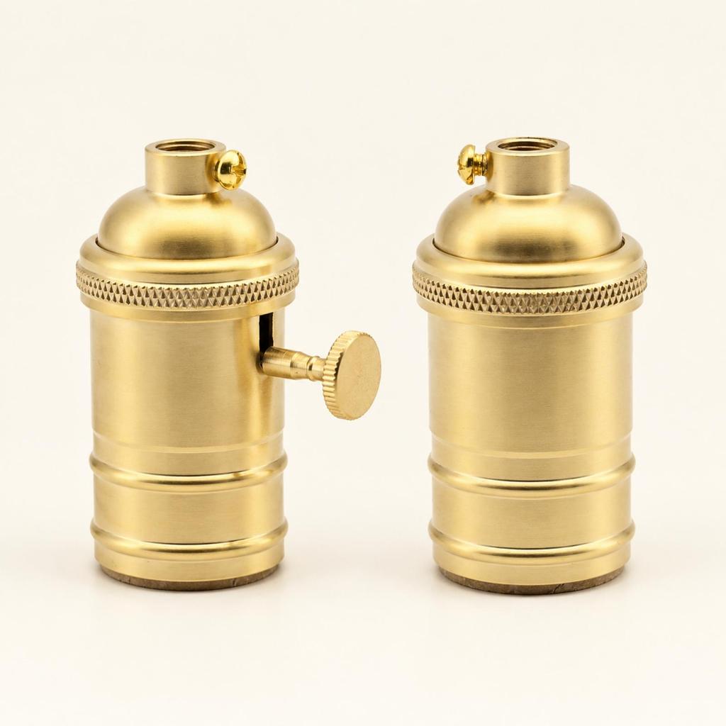 Brass Lamp Socket with Knurled Band Screwin E27 Easy to Install for Table Lamps,