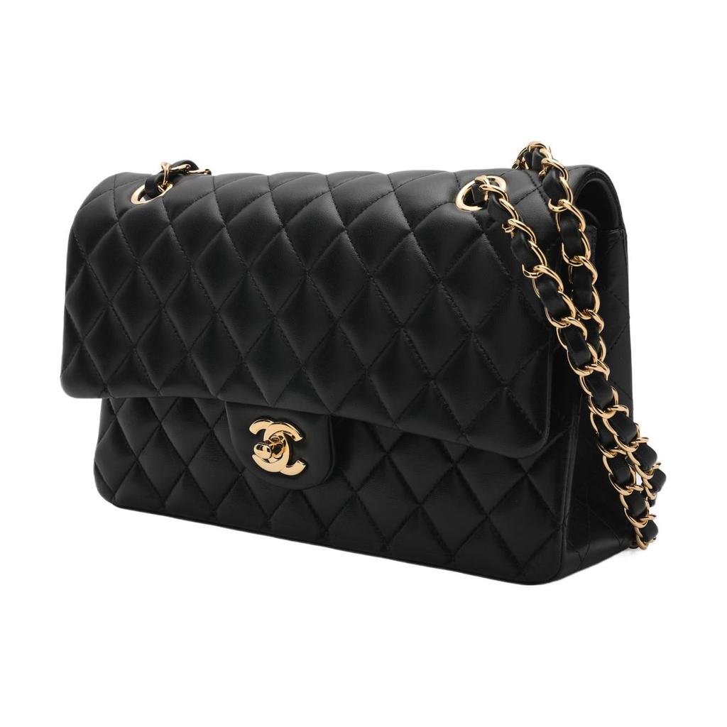 Chanel Classic Flap CF Lambskin And Gold Metal Flap Bag, Crossbody Bag, Shoulder Bag Women's Black A01112-Y01295-94305