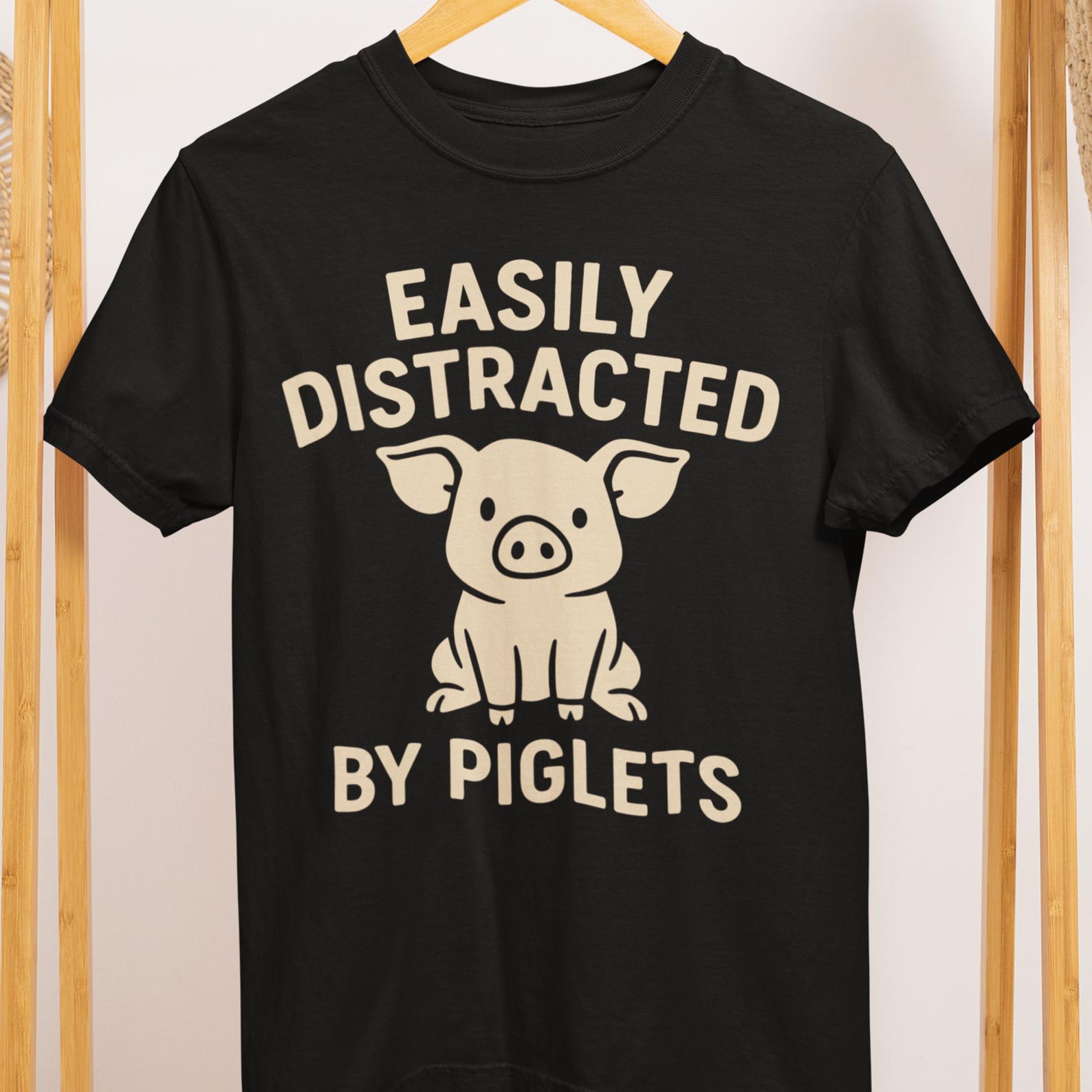 Easily Distracted by Piglets T-Shirt: Funny Farm Animal Comfort Colors Tee 3XL