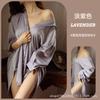 New Spring/Summer Shirts White Sleepwear Loose-Fit Mid-Length Cardigan-Style Long-Sleeve Shirts