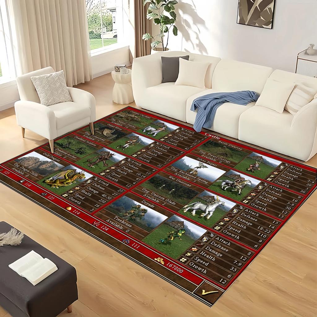 Game 9 Factions Races Stronghold Dwelling Creatures Heroes of Might and Magic Carpet Rug for Home Bedroom Sofa,Floor Mat