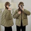 Women's   Tweed Cotton Coat PU Leather Surface Versatile Loose Fit Color  Autumn Winter Jacket
