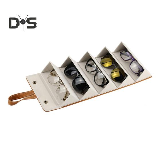Etui na okulary podróżne składane zapięcie zatrzaskowe pętla do zawieszania wewnętrzne lusterko okulary przeciwsłoneczne organizer na biżuterię skóra wegańska ochronna torba do przechowywania