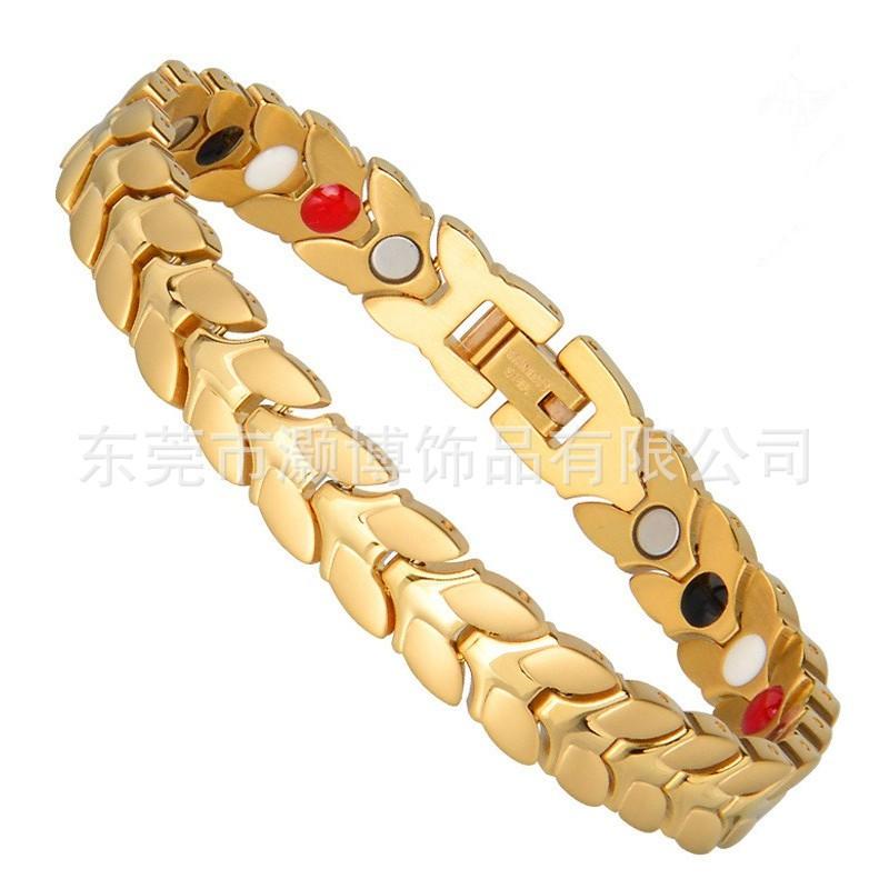 Mens Titanium Steel Bracelet Geometric Design Gold Tone Fashion Statement Jewelry Casual Wear