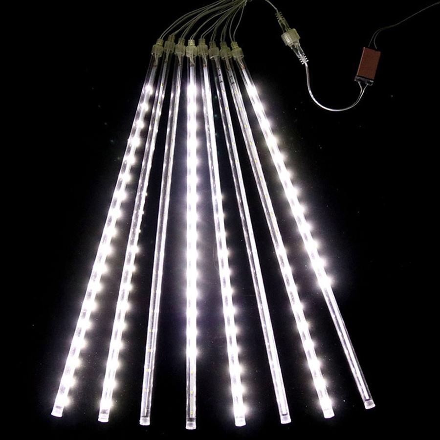 

Световой дождь Метеоритный дождь Наружная Рождественская гирлянда 8 трубок Снегопад Сосульки Свет для украшения праздничной елки 30CM 8 Tubes&220V EU UK AU Plug белый
