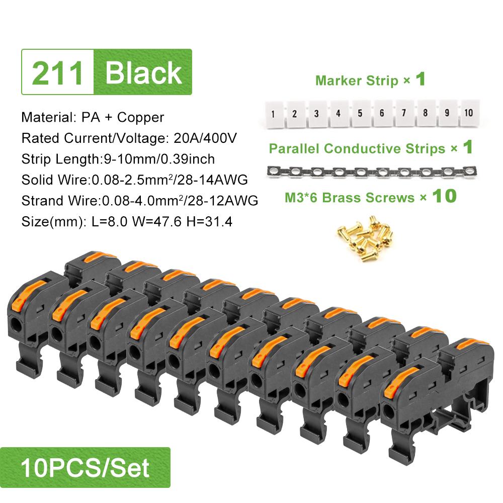Din Rail Type VariousTerminal Block 211 Electrical Universal Quick Wire Connector Conductor Connection With Number strip Set