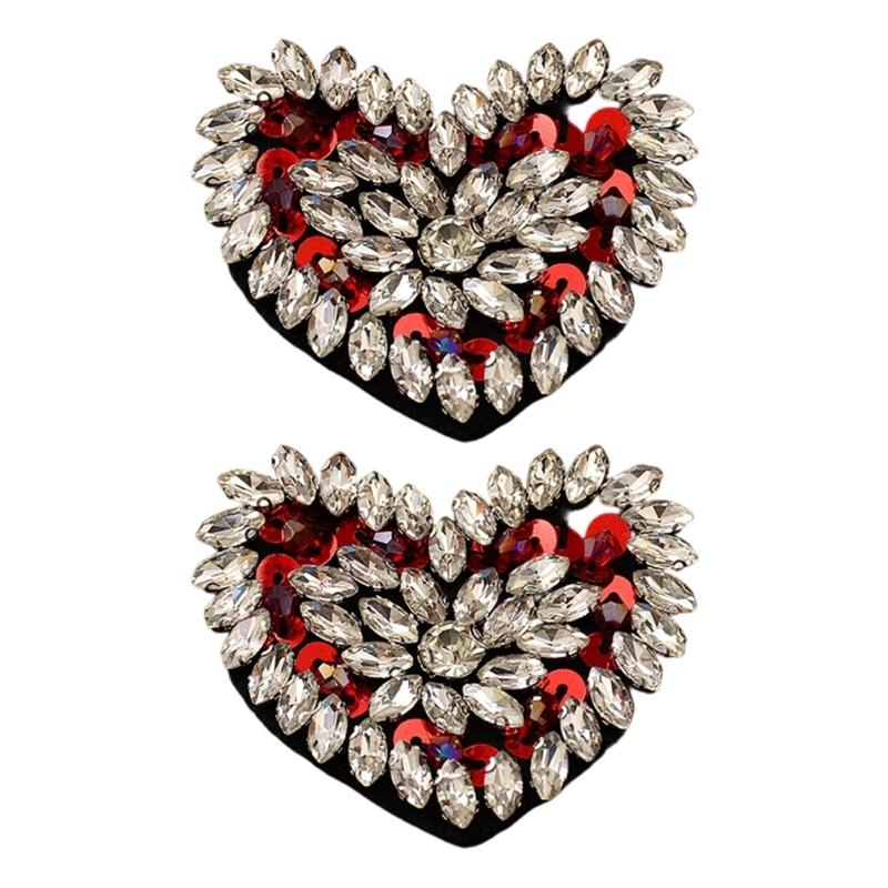 Glittering Rhinestones Heart Decoration For Fabric Improvement On Hats Bags And DIY Ideas