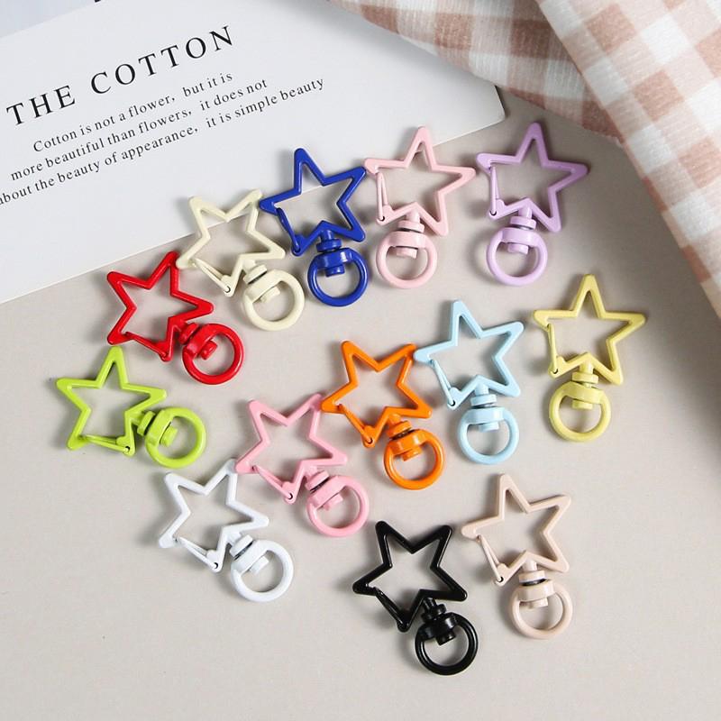 10Pcs Metal Colorful Five-Pointed Star Keychain Keyring Hooks With Lobster Clasp For Diy Craft Jewelry Making Keychain Supplies