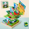 Šest stran malované dřevěné puzzle Trojrozměrné puzzle s dopravními zvířaty Stavební bloky Vzdělávací hračka pro rané vzdělávání