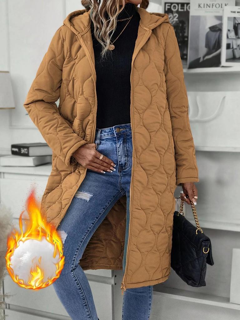 Women's Elegant Hooded Zipper Loose Cotton-Padded Jacket for Autumn/Winter 2025