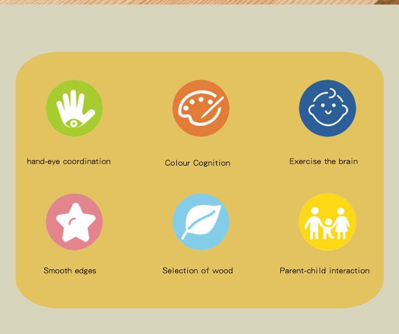 Wooden 3D Cartoon Animal & Fruit Puzzle Blocks for Toddlers – Rotating Educational Board