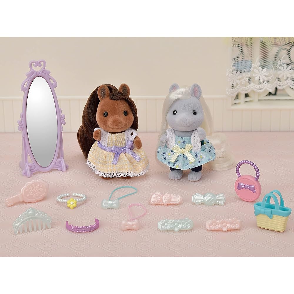 Sylvanian Families Pony Friends Set Hair Salon Toy Dollhouse for Ages 3 and Up EPOCH