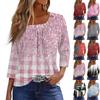 Women's T Shirt Tee Print Button 3/4 Sleeve Daily Weekend Fashion Basic Regular Top