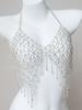 European And American Popular Bikini Rhinestone Chest Chain, Nightclub Women'S Fringed Ab Color Super Large Luxury Rhinestone Bra Body Chain