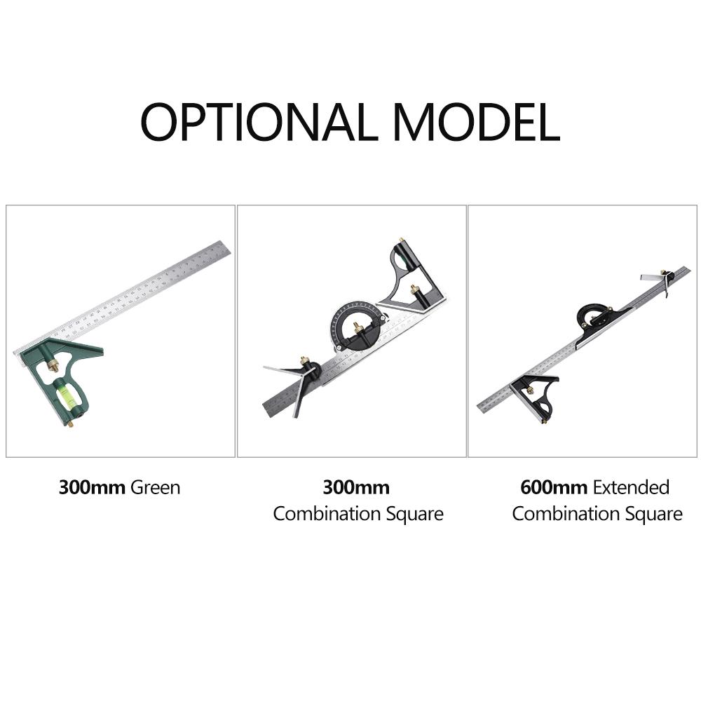 300MM Combination Square Angle Ruler Green 90 Degrees  Stainless Steel Level Square High Precision 45 Degrees