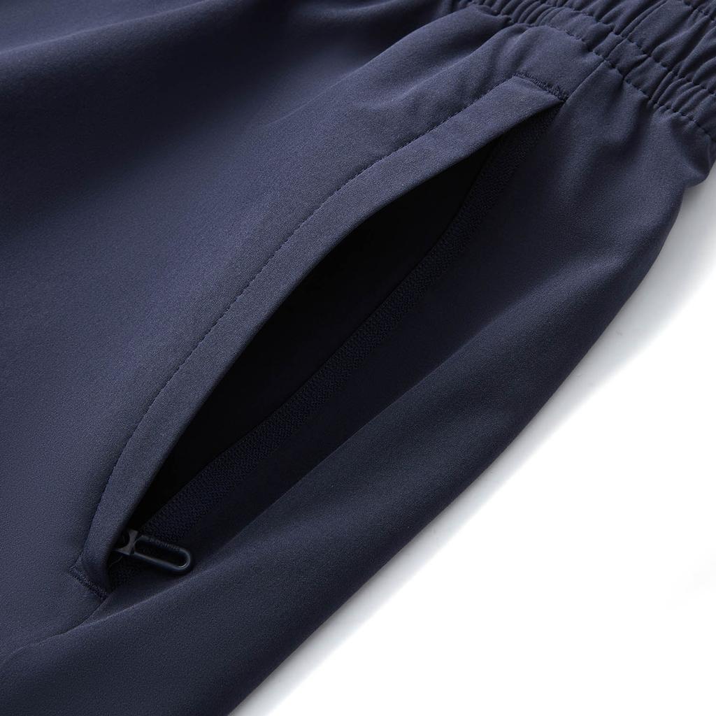 Li Ning Fitness Series Solid Color Mid Waist Drawstring Quick Dry Straight Leg Sports Shorts Men Shorts Ink-Blue AKSV111-21