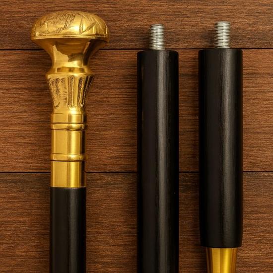 Handcrafted Brass Handle Walking Cane Detachable Wooden Walking Stick