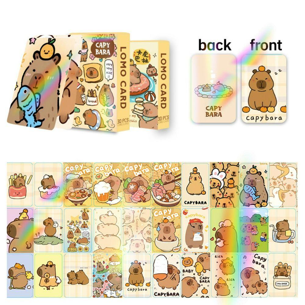 Glitter Capybara Photocards Double-sided Collection Cards Portable Lomo Cards  Gift