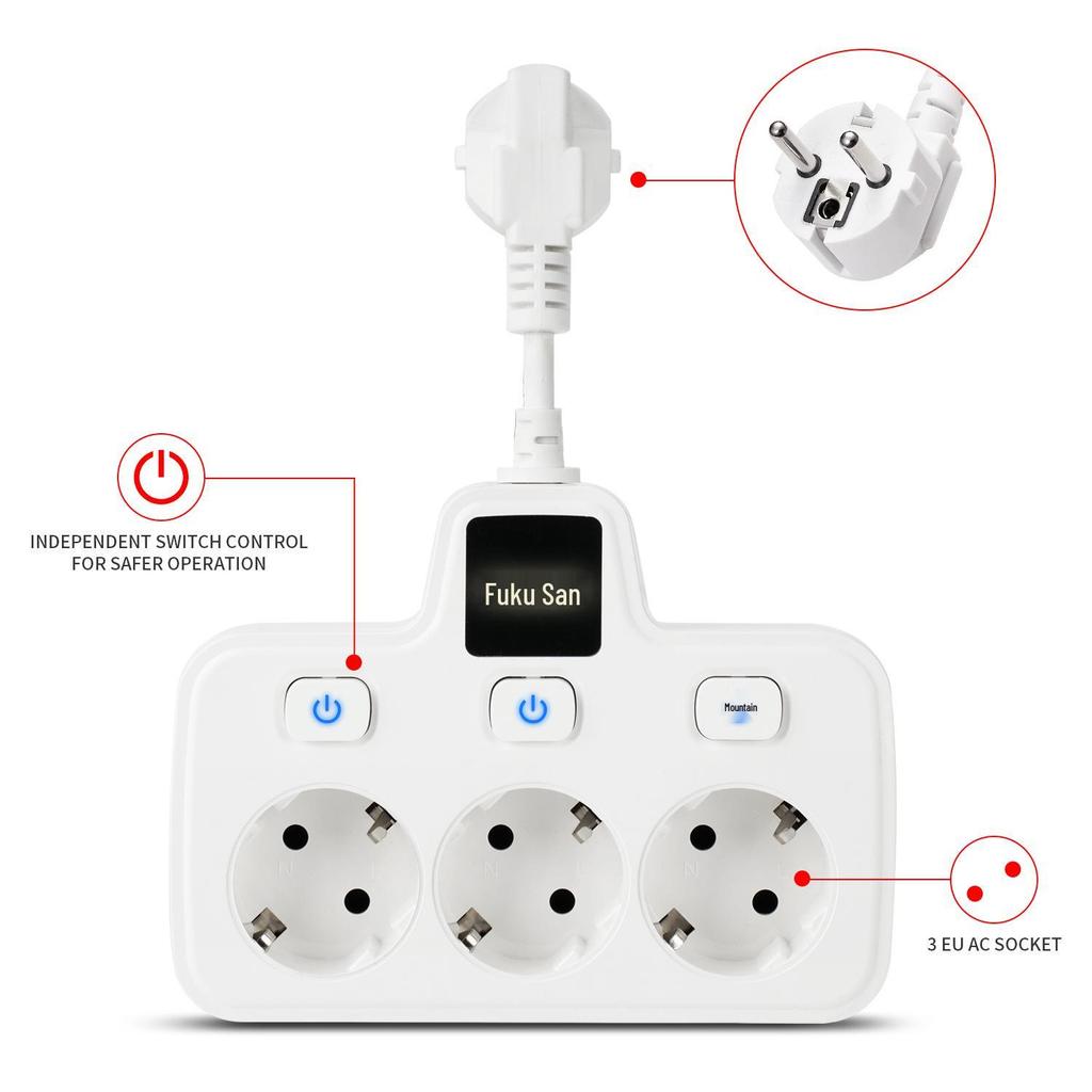 1-to-3 European Converter & Independent Control Switch - Flame Retardant