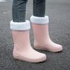 Women's Mid-Calf Warm Boots Slip-On Fashionable Ankle Boots with Removable Fleece Lining Outdoor Activities and Rainy Weather Use Winter Boots