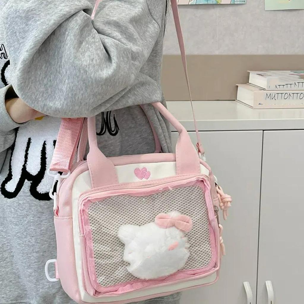 Cute Japanese Anime Ins Girl Y2K Shoulder Bag Transparent Diffuse Ulzzang Ita Bag Versatile Portable JK Uniforms Messenger Bag