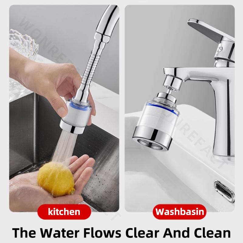Kitchen Sink Faucet Extender 360 Swivel Water Filter Soft Water Anti Splash Long Reach Bubble Aerator with Universal Fit