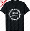 Jesus Saves Cross Thorns Crown Graphic Design Printed TShirt Casual Fashion Loose Harajuku Unisex Tshirt Summer Cotton Y2k Tees