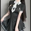 Sexy Nun Costume Women Cosplay Lingerie Gothic Maid Costume Nun Dress Anime Roleplay Halloween Outfits Tassel Black