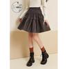 ZIHAN Women's Retro Brown PU Leather High-Waist Pleated Mini Skirt