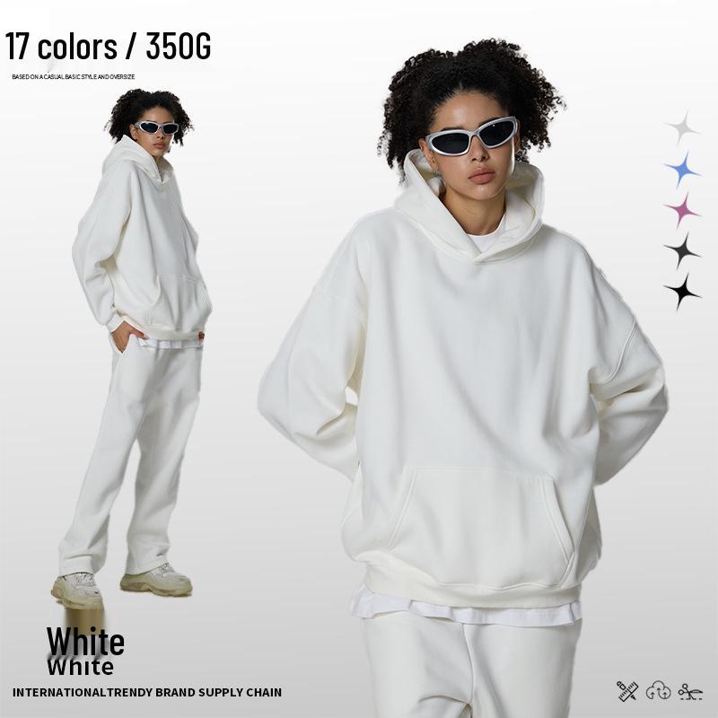 Men's Heavyweight American Trend Hoodie - Solid Color Casual plus Velvet