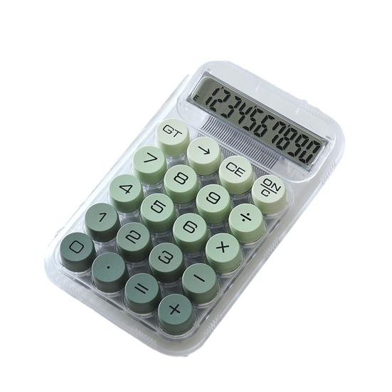 Round Mechanical Keyboard Calculator with Gradient Colors 10-Digit Large Display Cute Dopamine Style Desktop Tool for Students Office Novelty Gift