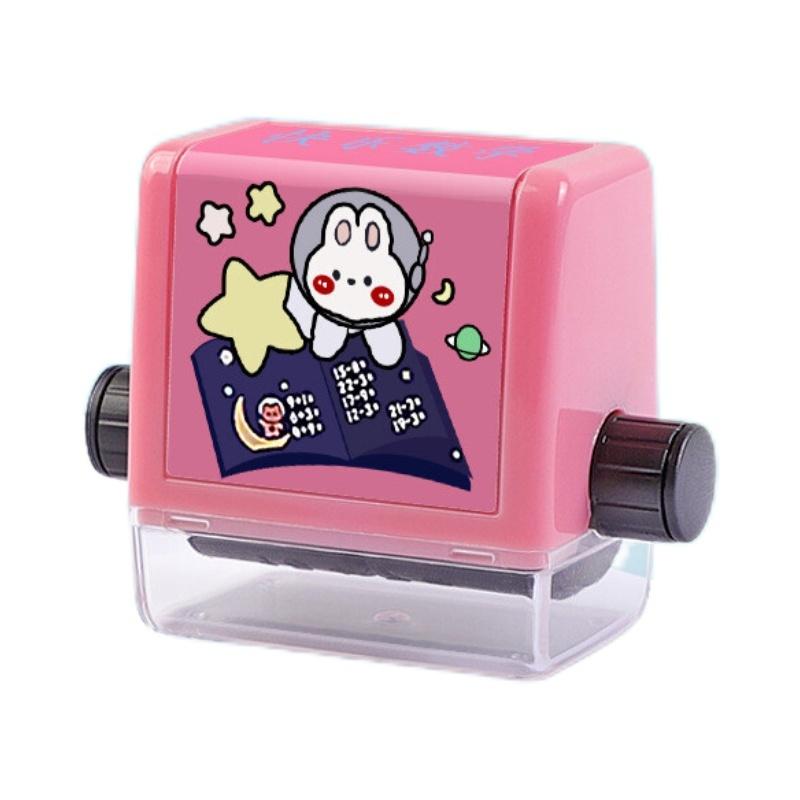 Children Math Stamp Fast Dry Addition and Subtraction Kids Math Practice Roller Scroll Stamp (Pink,addition)