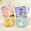 My Little Pony Water Bottle Kawaii Stainless Steel Cups Handle Coffee Milk Mug Tea Drink Home Office Gift Women for Kid Friendly Entertaining Fun Play