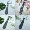 Stripe Gray Horizontal Tie Neck Flower Adults School Casual Decoration Attire