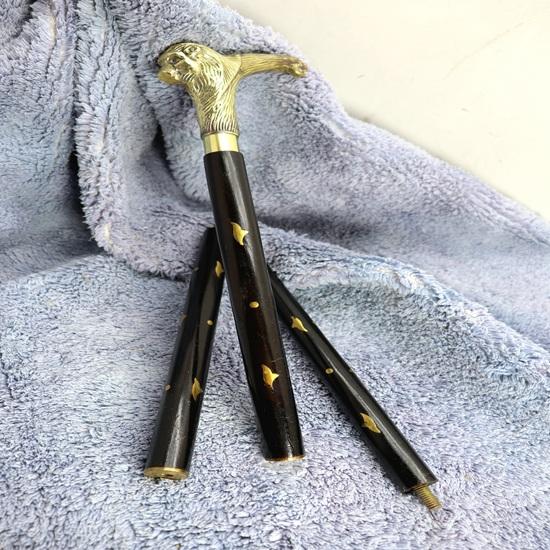 91.44 Cm Brass Lion Head Handle Wooden Handmade Walking Stick Cane Gift for Grandfather, Unique Waking Stick For Adult