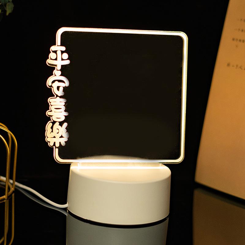 3D Acrylic LED Handwriting Tablet Night Light with Erasable Glow Message Board