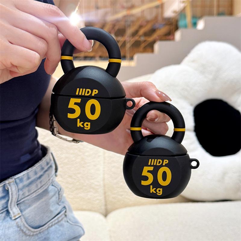 3D Kettlebell Cartoon Cute Earphone Case for AirPods 4 2024 Charging Box Silicone Earphone Cover for AirPods Pro 2 1 2 3 Case