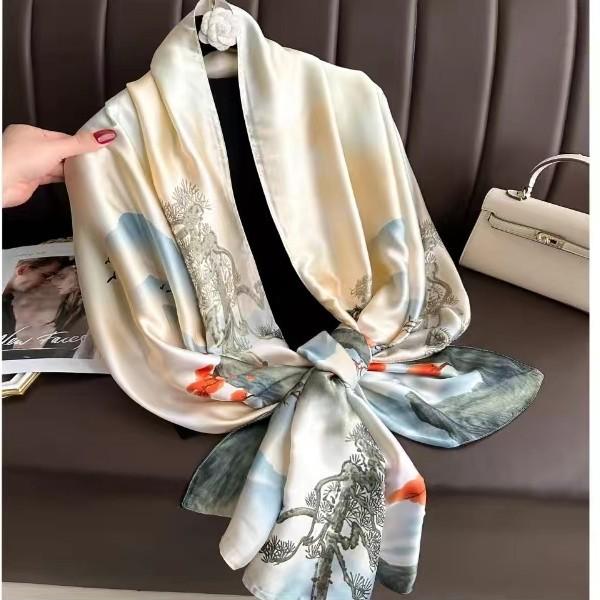 New Sunscreen Scarf for Women New Silk Satin Versatile Summer Sunscreen Silk Scarf Mother's Day Gift