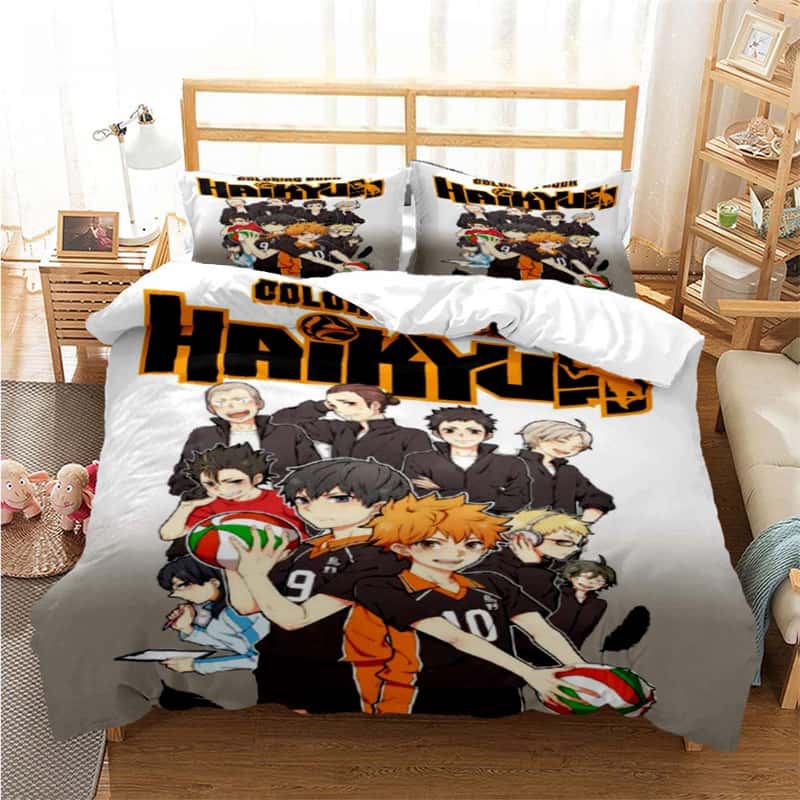 3D-Druck Volleyball Anime Haikyu Bettbezug-Set Cartoon Kinder Jungen Bettwäsche-Set Bettwäsche Mädchen Teenager Steppdeckenbezug Bettwäsche-Set