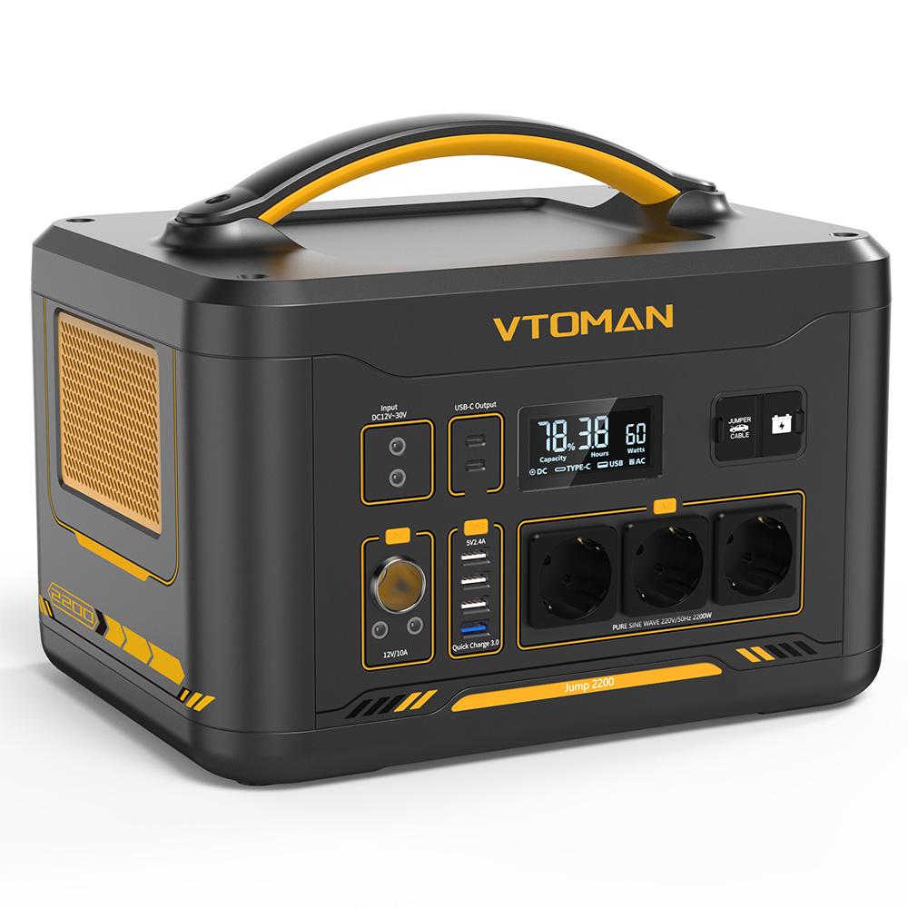 VTOMAN Jump 2200 Portable Power Station, 1548Wh LiFePO4 withBattery, 2200W AC Output, Expandable To 3095Wh