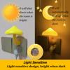 Sensor Mushroom Night Light with LED Warm White Glow,US/EU Plug Wall Socket Bedside Lamp,Dimmable Home Decor for Bedroom Kids
